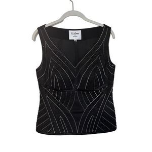 Ella‎ Donna by Ann Taylor Black & White Beaded Sleeveless Blouse 42 Euro Formal
